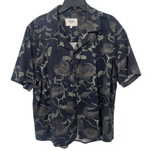 WAX LONDON Didcot ‎ XXL Short Sleeve Button Down Shirt Floral Print Navy Green